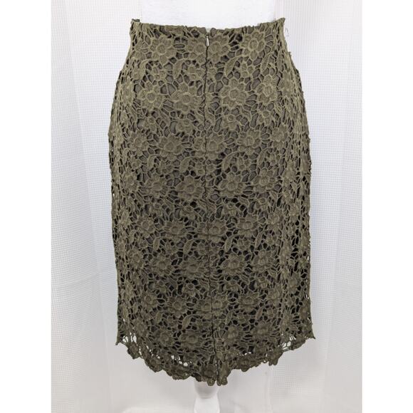 NWT@$398! W BY WORTH! LODEN GREEN MACRAME LACE OVER STRETCH CHIFFON SKIRT! SZ 10 - Picture 9 of 10
